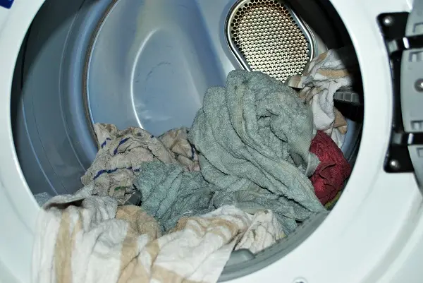 wet clothes in the dryer